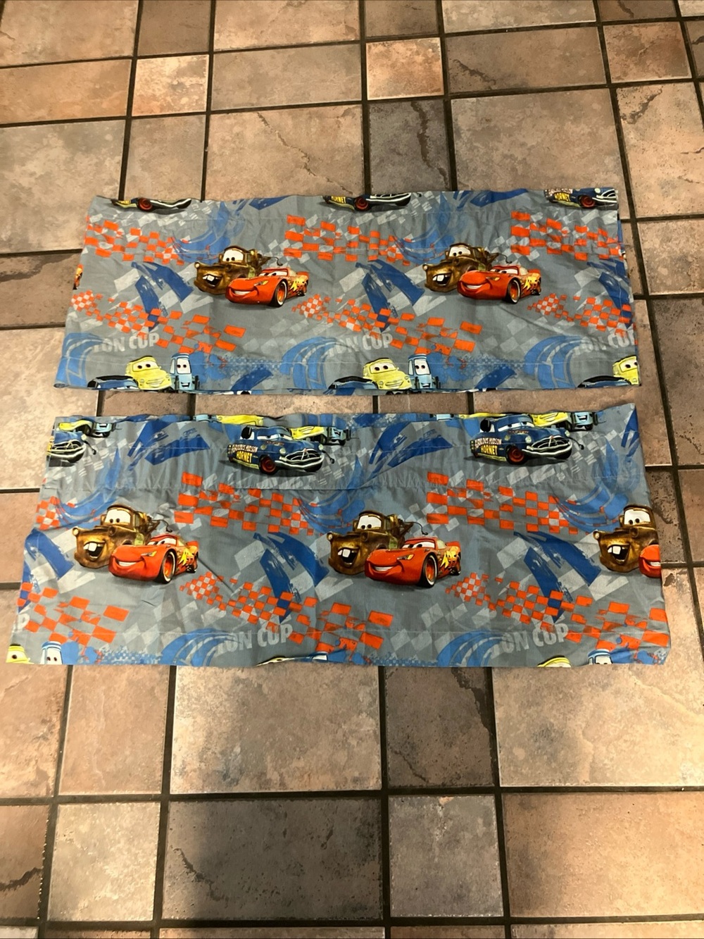 set of 2 cars valance curtains